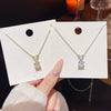 Wholesale Women's Titanium Steel Letter Geometric Light Luxury Inlaid Zircon Necklace With Cross Chain