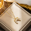Wholesale Women's Titanium Steel Light Luxury Geometric Bow Jewelry Pendant Necklace