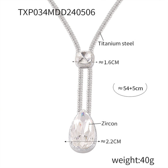 Wholesale Women's Titanium Steel Light Luxury Geometric Bracelet Necklace Suit With Electroplating