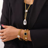 Wholesale Women's Titanium Steel Light Luxury Geometric Bracelet Necklace Suit With Electroplating