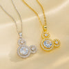 Wholesale Women's Titanium Steel Light Luxury Geometry Hollow Necklace With Gold Inlaid And Mickey Design