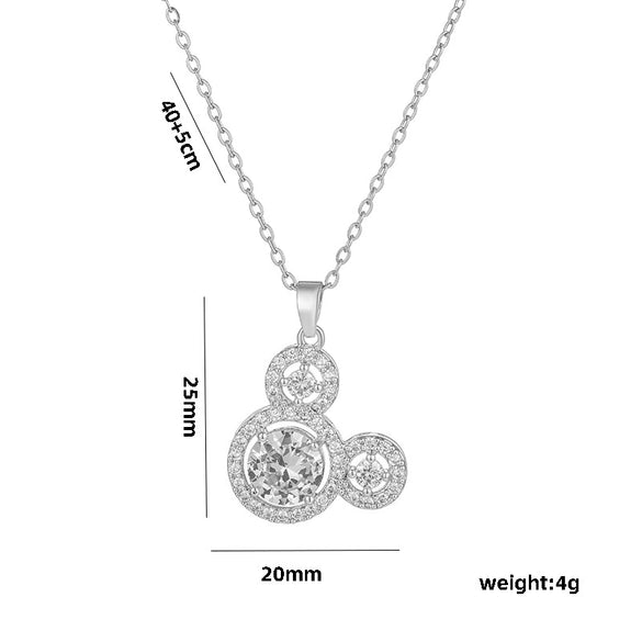 Wholesale Women's Titanium Steel Light Luxury Geometry Hollow Necklace With Gold Inlaid And Mickey Design