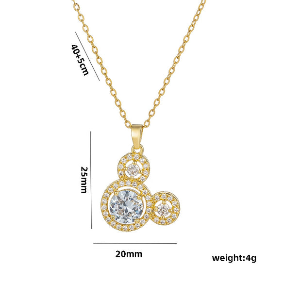 Wholesale Women's Titanium Steel Light Luxury Geometry Hollow Necklace With Gold Inlaid And Mickey Design