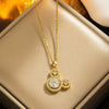 Wholesale Women's Titanium Steel Light Luxury Geometry Hollow Necklace With Gold Inlaid And Mickey Design
