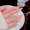 Wholesale Women's Titanium Steel Light Luxury Niche Love Letter Pendant Necklace With Mixed Gemstone Inlay And Zirconia Design Cross Chain Style