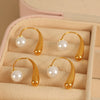 Wholesale Women's 316L Stainless Steel Light Luxury Style U Shape Drop Shaped Electroplated Pearl Earrings