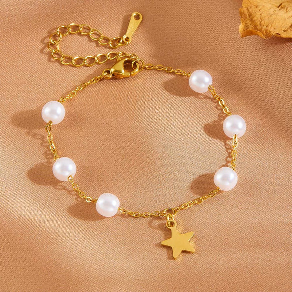Wholesale Women's Titanium Steel Love Bow Four Leaf Clover Scallop Heart Pattern Electroplated Bracelet