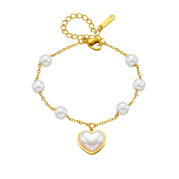 Wholesale Women's Titanium Steel Love Bow Four Leaf Clover Scallop Heart Pattern Electroplated Bracelet