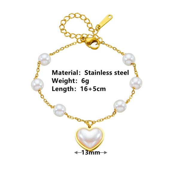 Wholesale Women's Titanium Steel Love Bow Four Leaf Clover Scallop Heart Pattern Electroplated Bracelet
