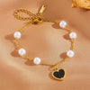 Wholesale Women's Titanium Steel Love Bow Four Leaf Clover Scallop Heart Pattern Electroplated Bracelet