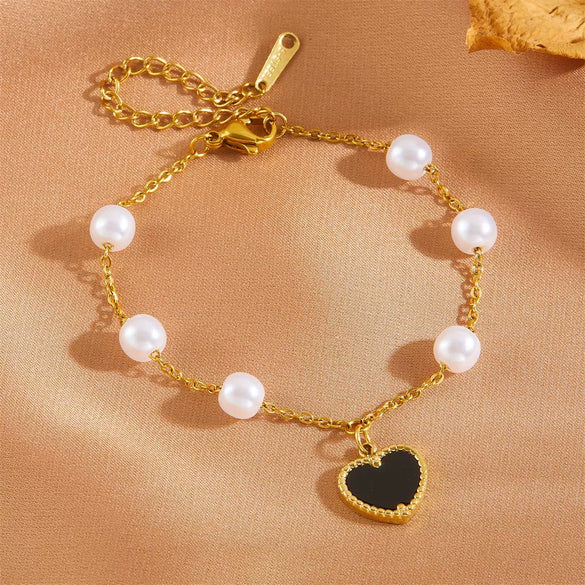 Wholesale Women's Titanium Steel Love Bow Four Leaf Clover Scallop Heart Pattern Electroplated Bracelet