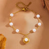 Wholesale Women's Titanium Steel Love Bow Four Leaf Clover Scallop Heart Pattern Electroplated Bracelet