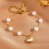 Wholesale Women's Titanium Steel Love Bow Four Leaf Clover Scallop Heart Pattern Electroplated Bracelet