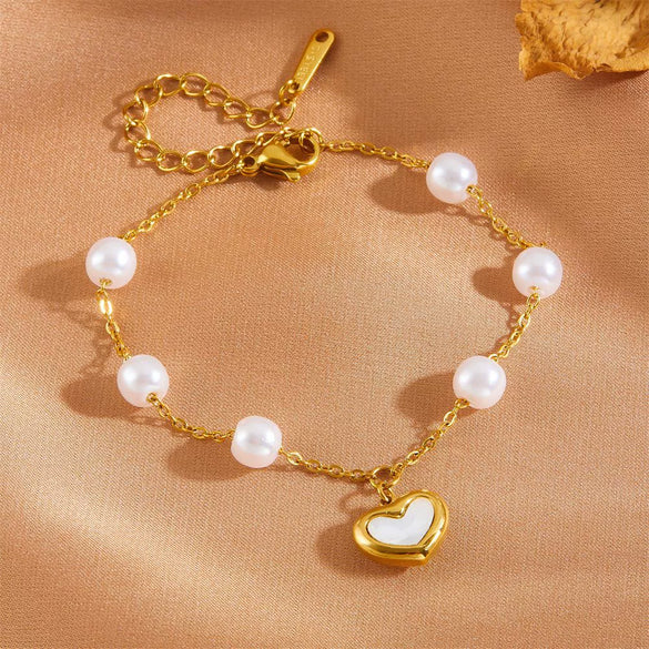 Wholesale Women's Titanium Steel Love Bow Four Leaf Clover Scallop Heart Pattern Electroplated Bracelet