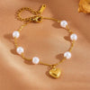 Wholesale Women's Titanium Steel Love Bow Four Leaf Clover Scallop Heart Pattern Electroplated Bracelet
