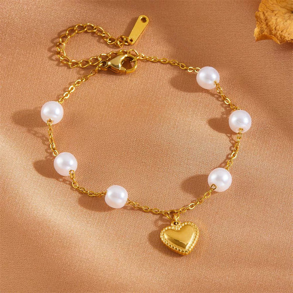 Wholesale Women's Titanium Steel Love Bow Four Leaf Clover Scallop Heart Pattern Electroplated Bracelet