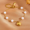 Wholesale Women's Titanium Steel Love Bow Four Leaf Clover Scallop Heart Pattern Electroplated Bracelet