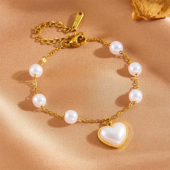 Wholesale Women's Titanium Steel Love Bow Four Leaf Clover Scallop Heart Pattern Electroplated Bracelet