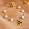 Wholesale Women's Titanium Steel Love Bow Four Leaf Clover Scallop Heart Pattern Electroplated Bracelet