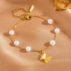 Wholesale Women's Titanium Steel Love Bow Four Leaf Clover Scallop Heart Pattern Electroplated Bracelet
