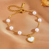 Wholesale Women's Titanium Steel Love Bow Four Leaf Clover Scallop Heart Pattern Electroplated Bracelet