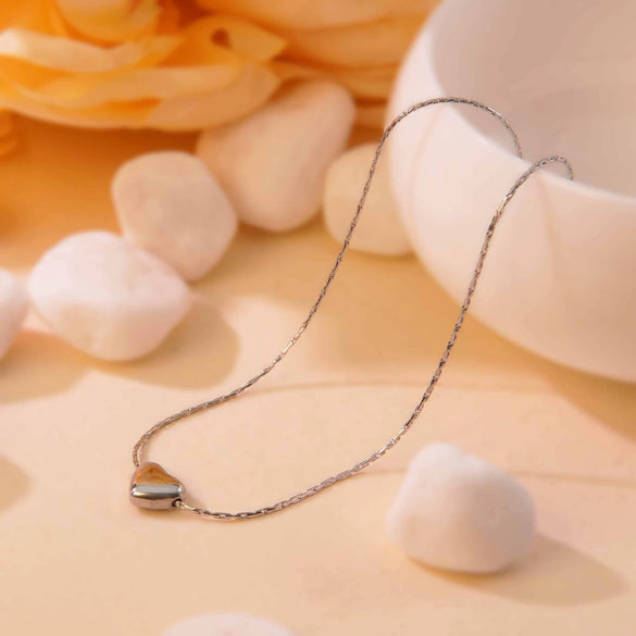 Wholesale Women's Titanium Steel Love Heart Shaped Necklace With Simple Fashion Collarbone Chain And Electroplating Treatment Patterned With Love Water Drops And Bells
