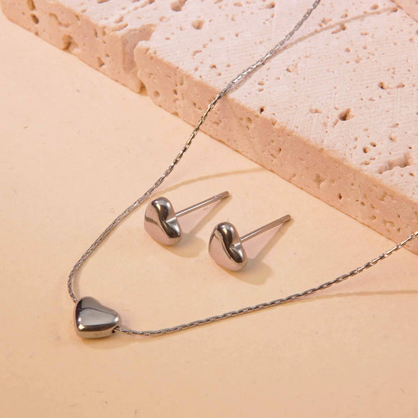 Wholesale Women's Titanium Steel Love Heart Shaped Necklace With Simple Fashion Collarbone Chain And Electroplating Treatment Patterned With Love Water Drops And Bells