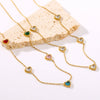 Wholesale Women's Titanium Steel Love Heartshaped Necklace Set With Color Diamond Simple Light Luxury 18K Gold Colorfree Ochain Electroplated With 18K Vacuum Plating In Furnace
