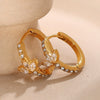 Wholesale Women's 316L Stainless Steel Microinlaid Zircon Fivepointed Star Love Earrings With Electroplating