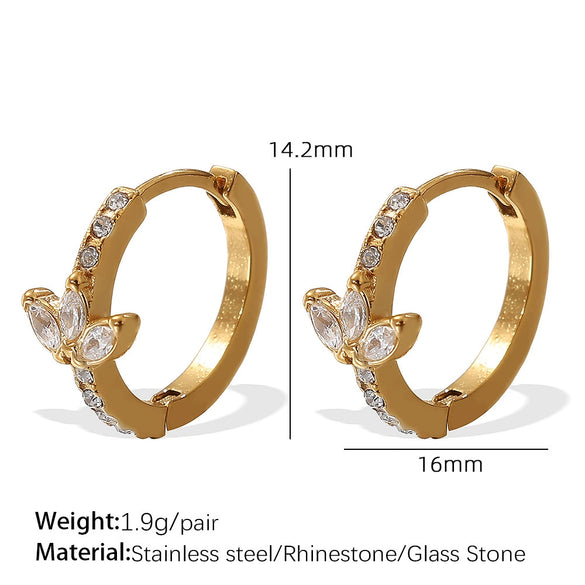 Wholesale Women's 316L Stainless Steel Microinlaid Zircon Fivepointed Star Love Earrings With Electroplating