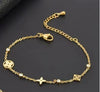 Wholesale Women's Titanium Steel Necklace And Bracelet With Plant Flower Pattern Box Chain Design