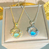 Wholesale Women's Titanium Steel Necklace With Blue Little Whale Pendant And Zircon Inlay Oshaped Chain Light Luxury Animal Style