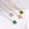 Wholesale Women's Titanium Steel Necklace With Copper Four Leaf Clover Inlaid Zircon Light Luxury Style Electroplated