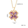 Wholesale Women's Titanium Steel Necklace With Copper Four Leaf Clover Inlaid Zircon Light Luxury Style Electroplated
