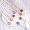 Wholesale Women's Titanium Steel Necklace With Copper Four Leaf Clover Inlaid Zircon Light Luxury Style Electroplated