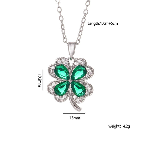 Wholesale Women's Titanium Steel Necklace With Copper Four Leaf Clover Inlaid Zircon Light Luxury Style Electroplated