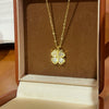 Wholesale Women's Titanium Steel Necklace With Copper Pendant Inlaid With Zircon In Flower Shape And Oshaped Chain