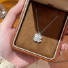 Wholesale Women's Titanium Steel Necklace With Copper Pendant Inlaid With Zircon In Flower Shape And Oshaped Chain