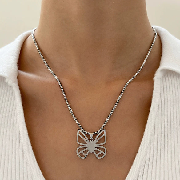 Wholesale Women's Titanium Steel Necklace With Cross Love Butterfly Heart Animal Zodiac Patterns Electroplated