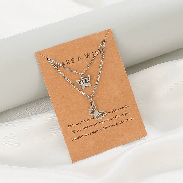 Wholesale Women's Titanium Steel Necklace With Cross Love Butterfly Heart Animal Zodiac Patterns Electroplated