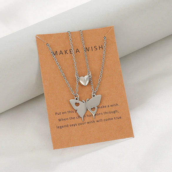 Wholesale Women's Titanium Steel Necklace With Cross Love Butterfly Heart Animal Zodiac Patterns Electroplated