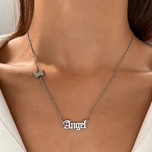 Wholesale Women's Titanium Steel Necklace With Cross Love Butterfly Heart Animal Zodiac Patterns Electroplated