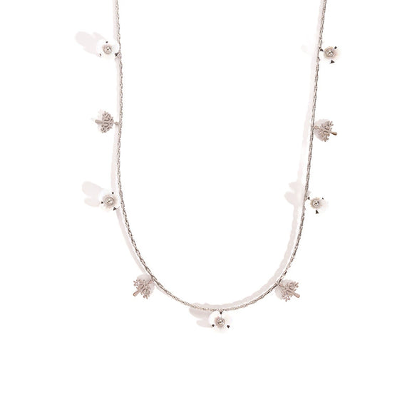 Wholesale Women's Titanium Steel Necklace With Fresh Flowers And Life Tree Design 18K Gold Plated