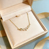 Wholesale Women's Titanium Steel Necklace With Geometric Copper Pendant Inlaid With Zircon And Water Wave Chain In Light Luxury Style