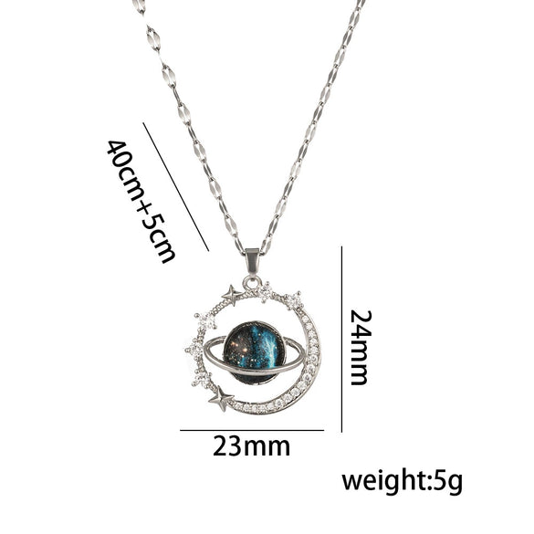 Wholesale Women's Titanium Steel Necklace With Geometric Pattern And Diamond Design