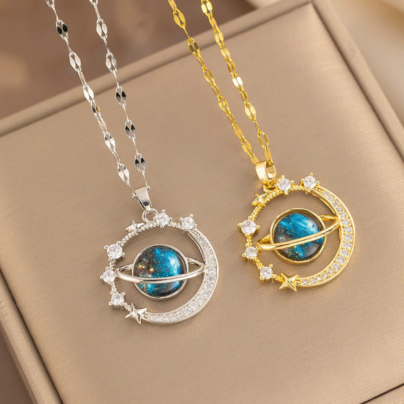 Wholesale Women's Titanium Steel Necklace With Geometric Pattern And Diamond Design