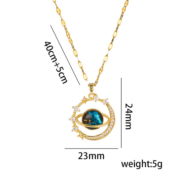 Wholesale Women's Titanium Steel Necklace With Geometric Pattern And Diamond Design