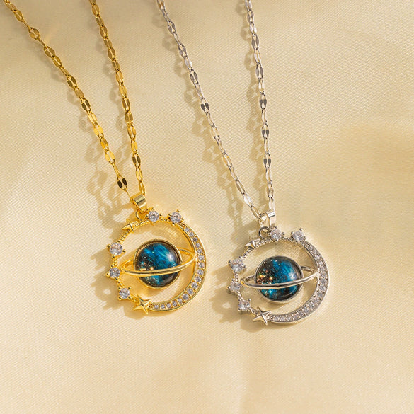 Wholesale Women's Titanium Steel Necklace With Geometric Pattern And Diamond Design