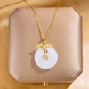 Wholesale Women's Titanium Steel Necklace With Geometric Pattern And Mixed Gem Inlay Pendant And Diamond Treatment