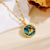 Wholesale Women's Titanium Steel Necklace With Heart Moon Star Pendant And Geometric Pattern Box Chain